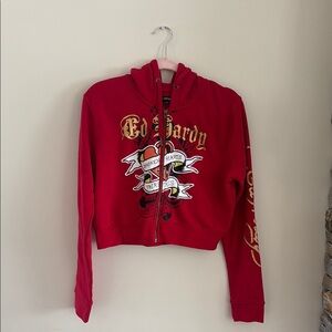 Ed Hardy Red Zip-Up Hoodie